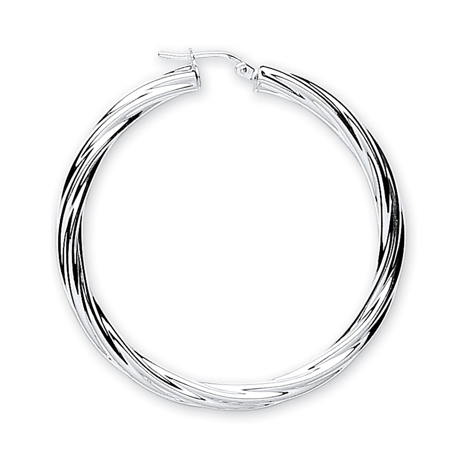 Silver Twisted Medium Hoop Earrings - Silver