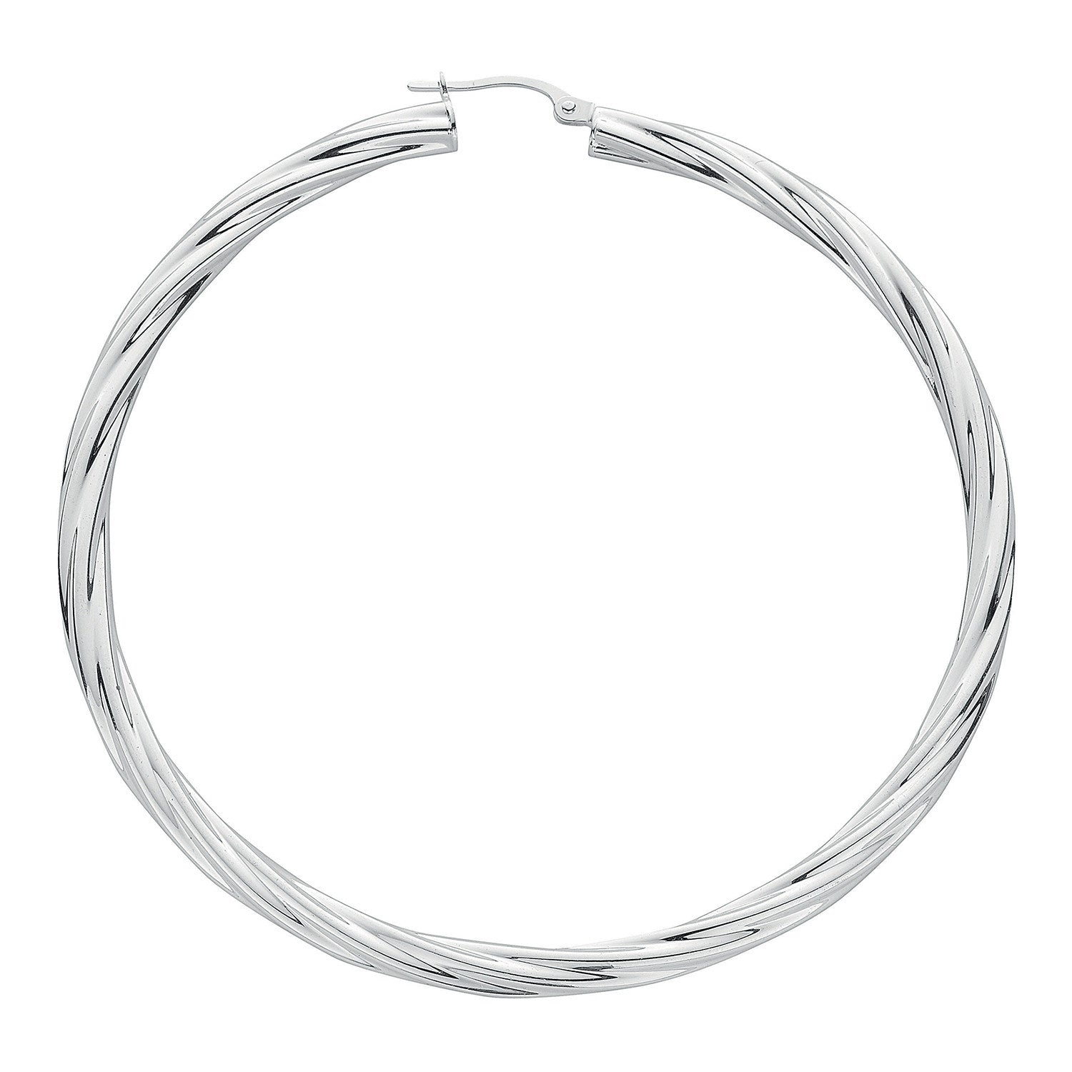 Silver Twisted Hoop Earrings - Silver