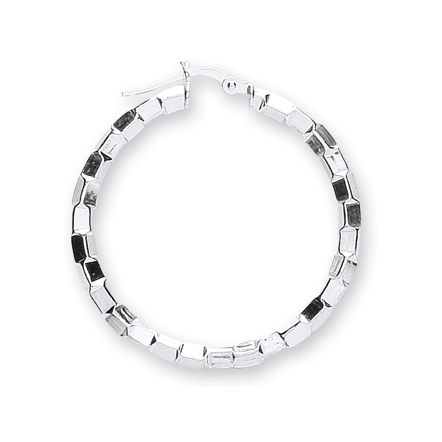 Silver Fancy Hoop Earrings - Silver