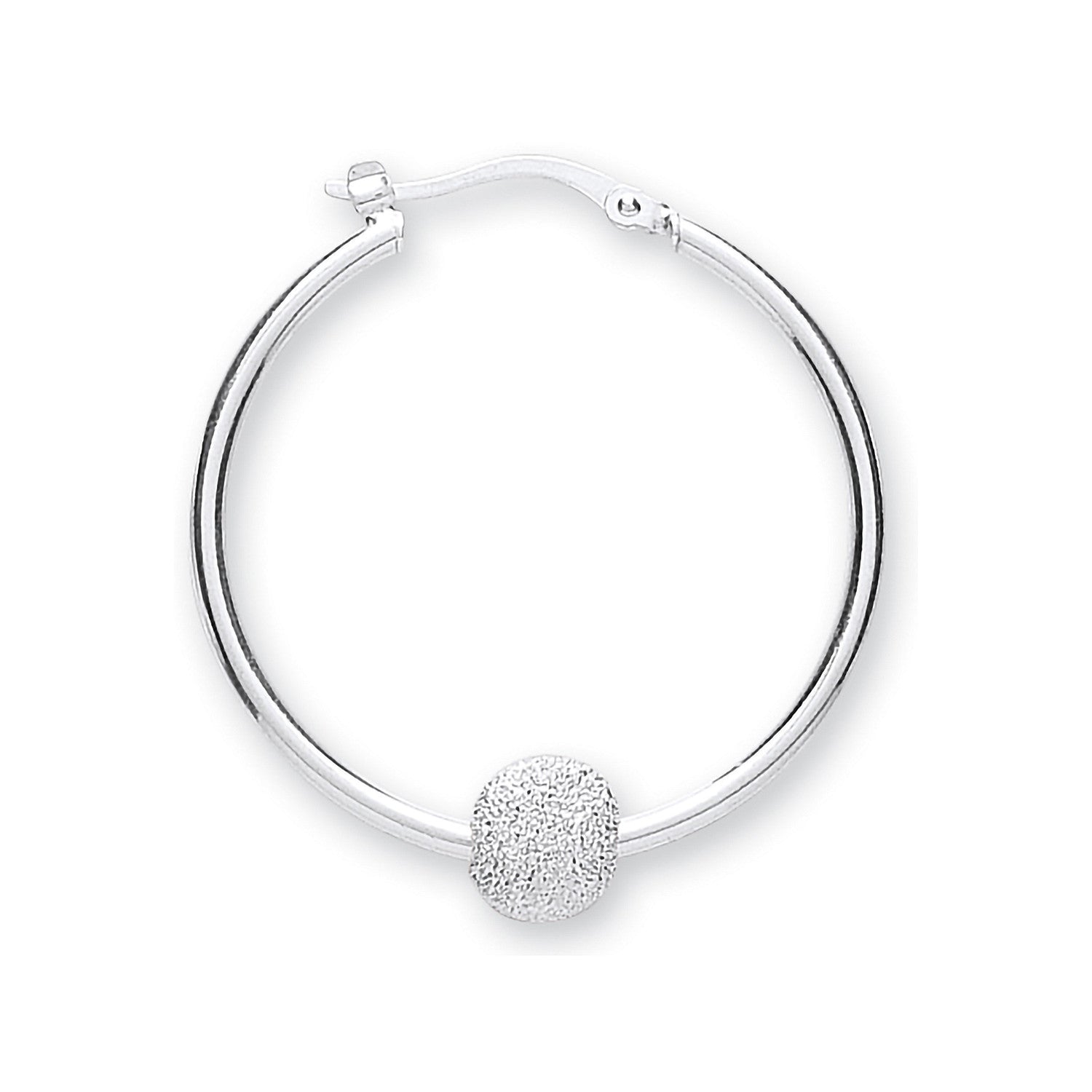 Silver Glitter Ball Hoop Earrings - Silver