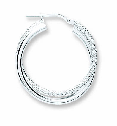 Silver Double Hoop Earrings - Silver
