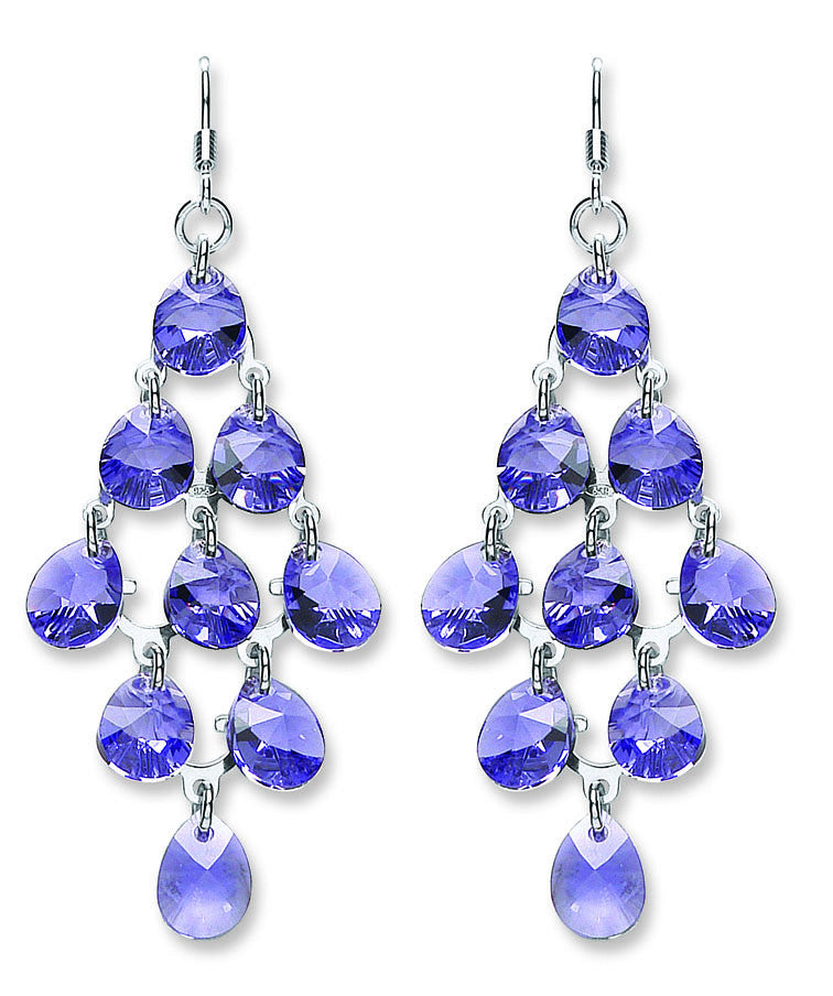 Silver Blue Swarovski Crystal Drops - Silver