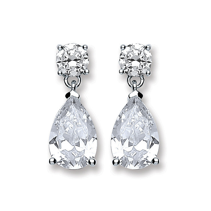 Silver Cubic Zirconia's Teardrop Earrings - Silver