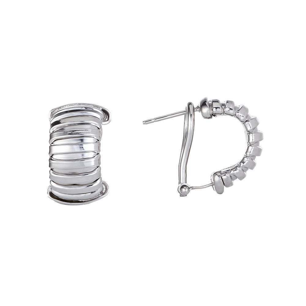 Silver Ribbed Earrings - Silver