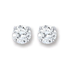 Silver Brilliant Cut Cubic Zirconia 4mm Claw Set Stud