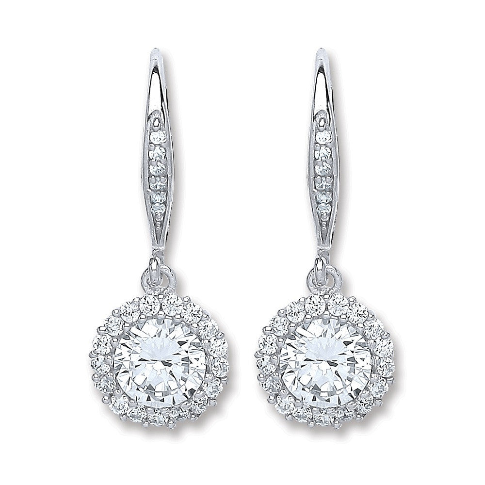 Silver Round Cubic Zirconia Earrings - Silver