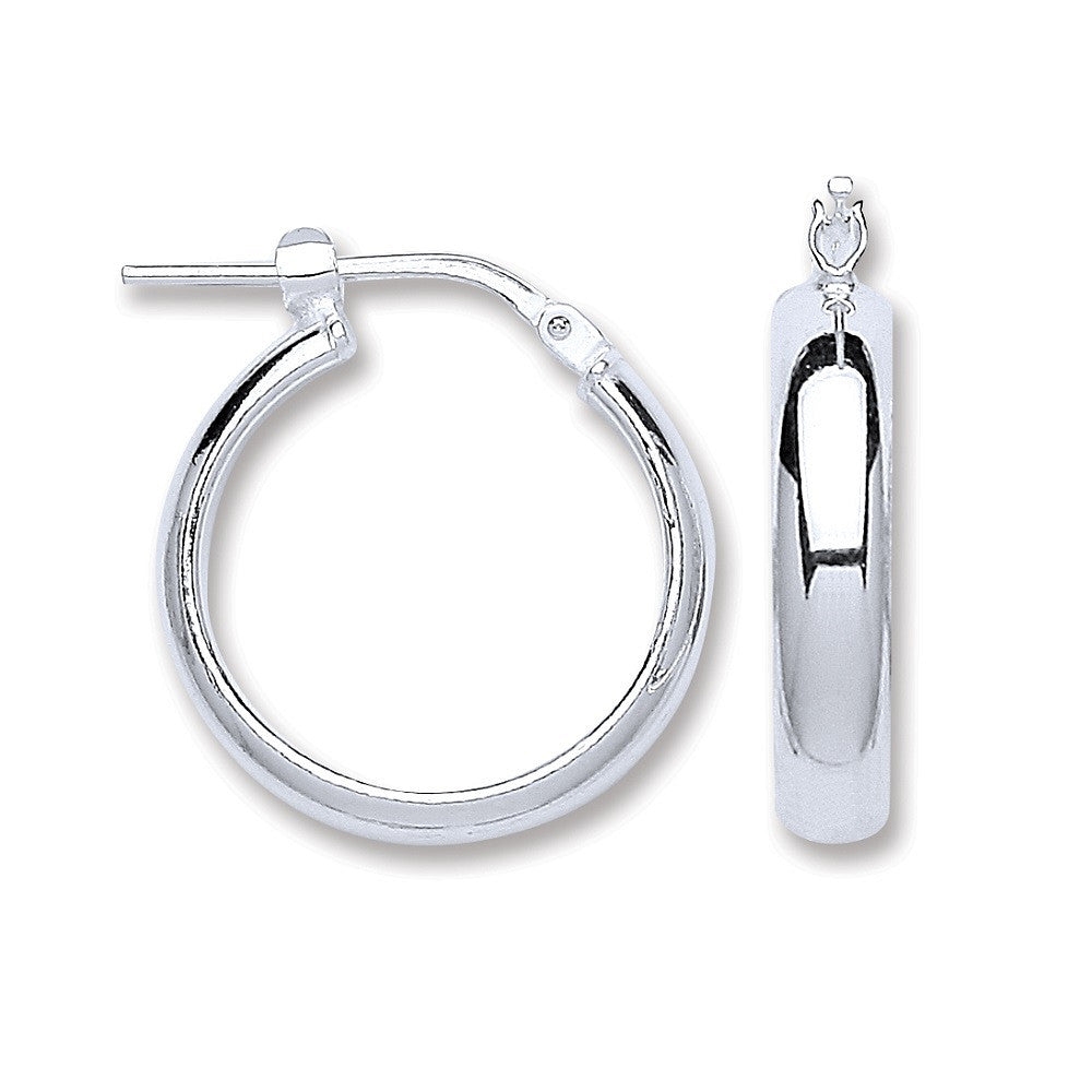 Silver D-Shape Wedds Hoop Earrings - Silver