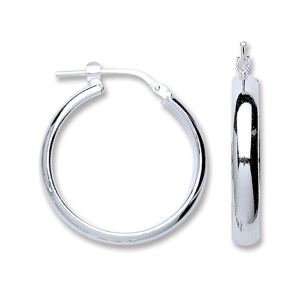 Silver D-Shape Wedds Hoop Earrings - Silver