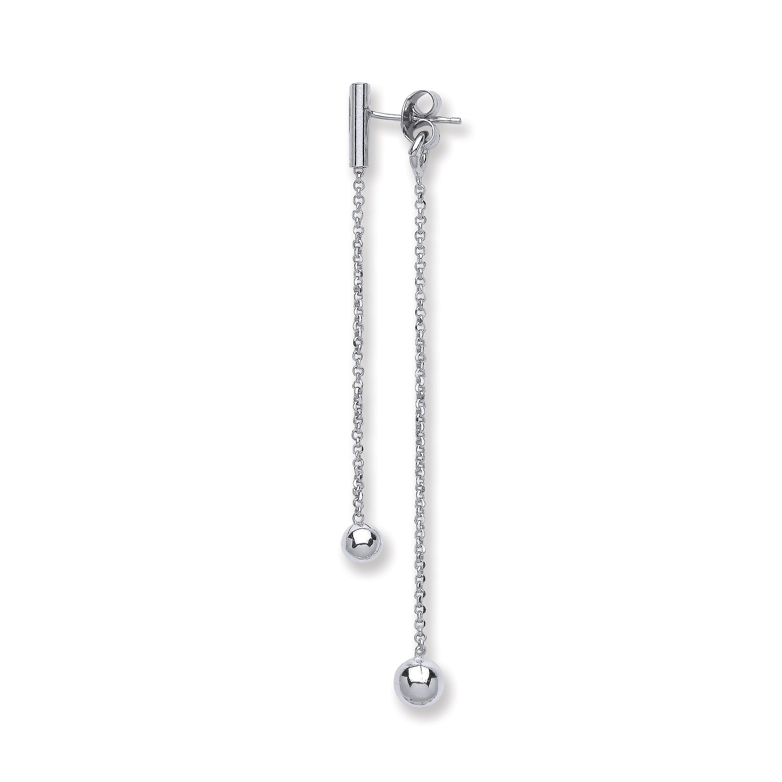 Silver Two Strand Ball Drop Earrings - Silver