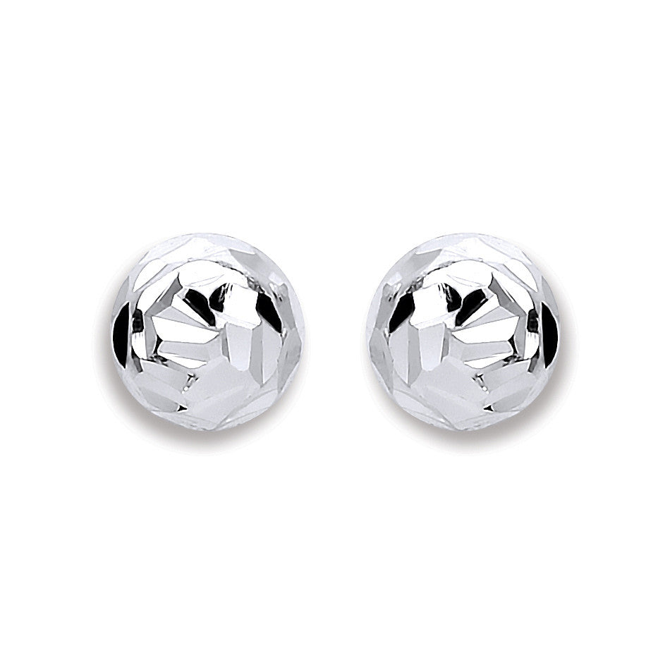 Silver 6mm Disco Half Ball Earrings - Silver