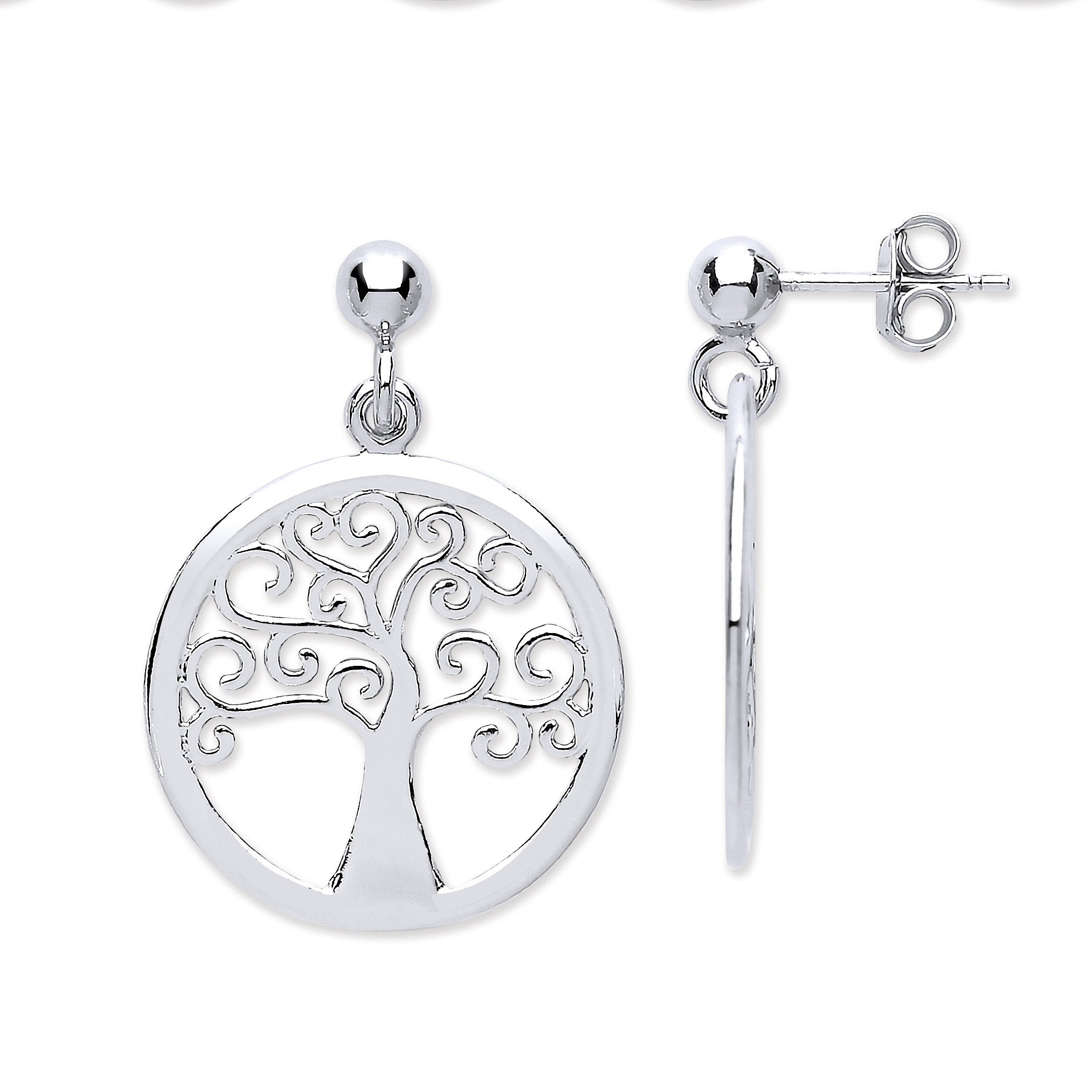 Silver Tree of Life Earrings - Silver