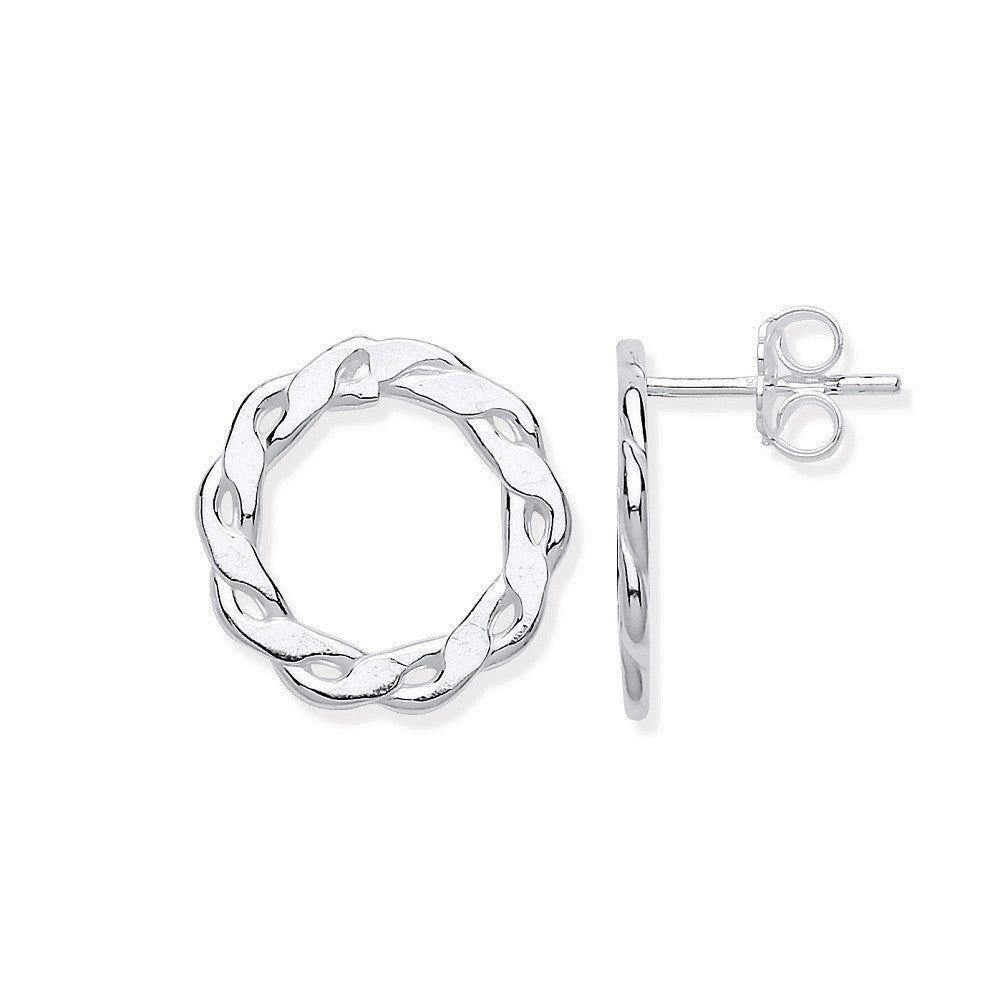 Silver Infinity Link, Circle Stud Earrings - Silver