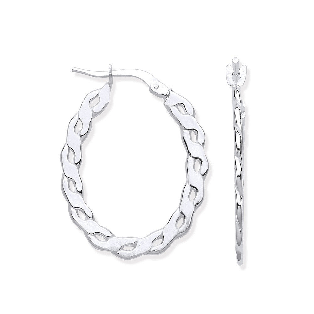 Silver Infinity Link, Oval Hoop Earrings - Silver