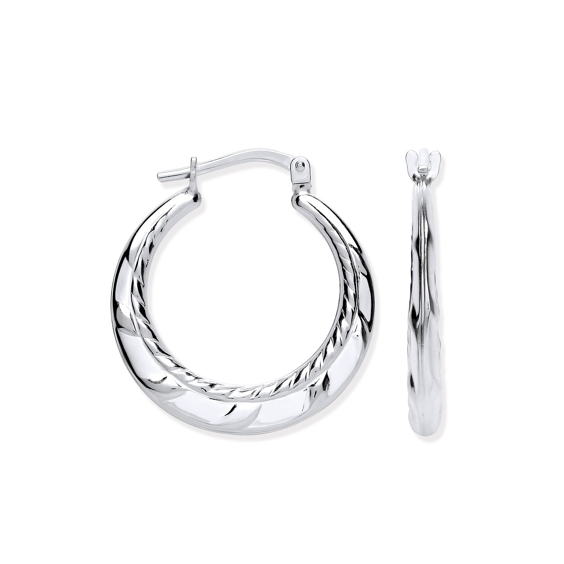 Silver Ribbed Edge Creoles - Silver