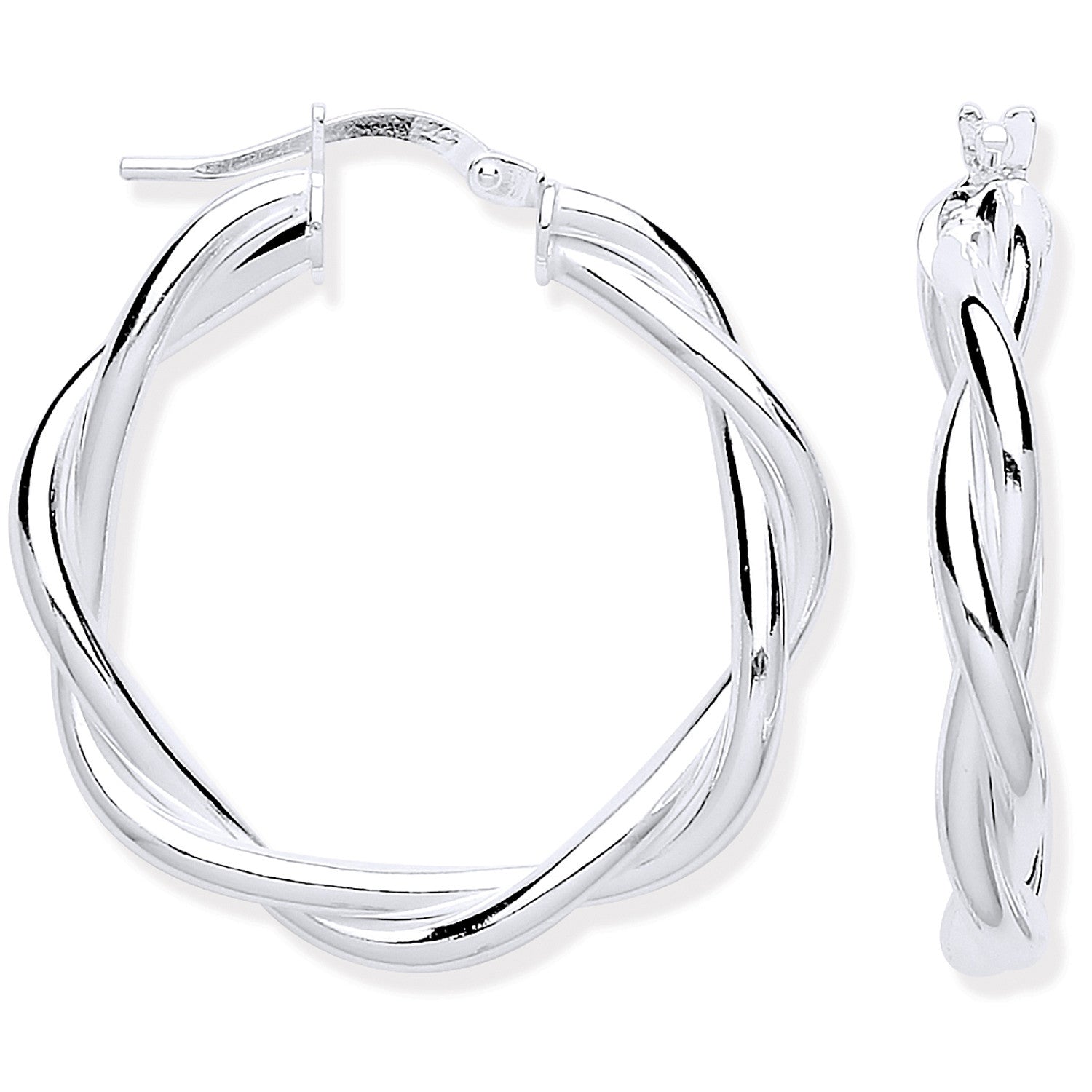 Silver Twist Hoop 25mm Earrings - Silver