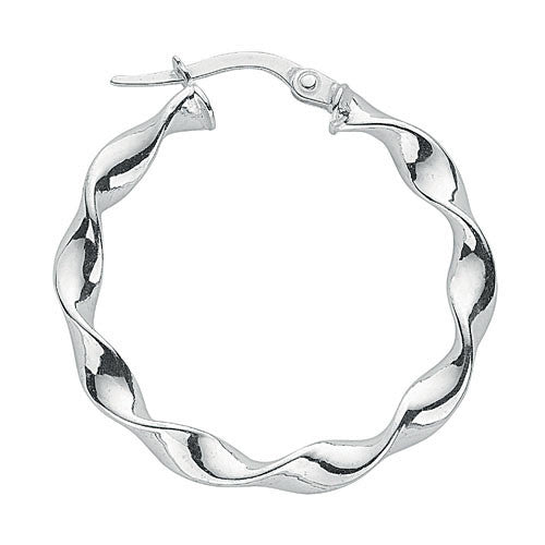Silver Round Twist Hoop Earrings - Silver