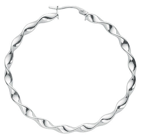 Silver Large Twisted Hoop Earrings - Silver