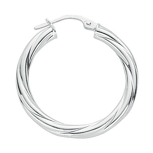 Silver Twisted Hoop Earrings - Silver