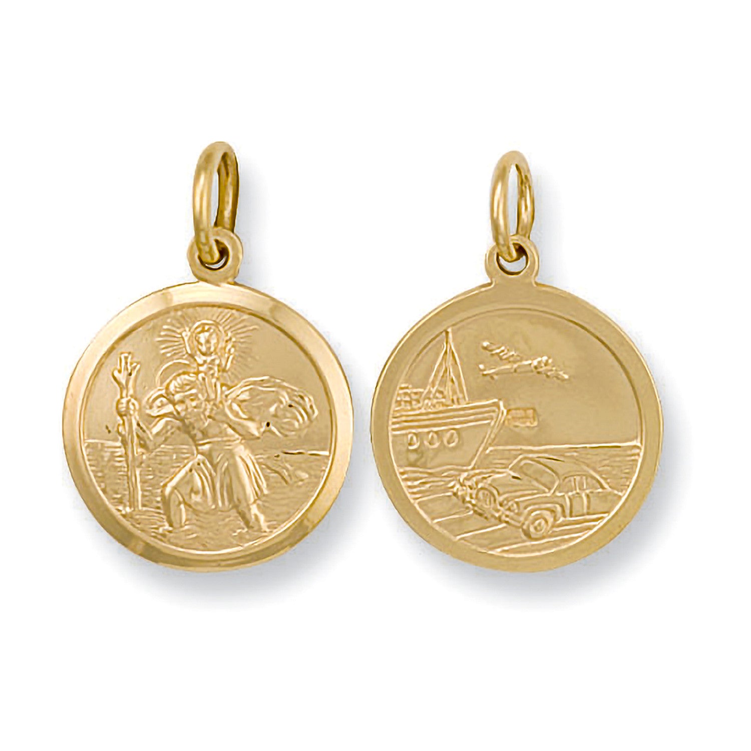 Yellow Gold Double Sided St Christopher Pendant - 9ct Gold