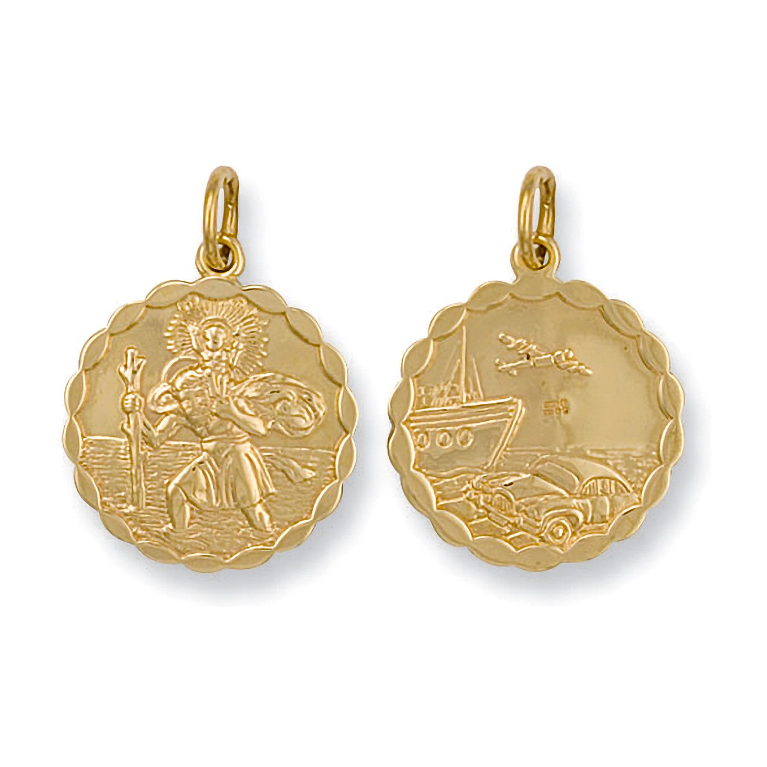 Yellow Gold Double Sided Fancy St Christopher Pendant - 9ct Gold