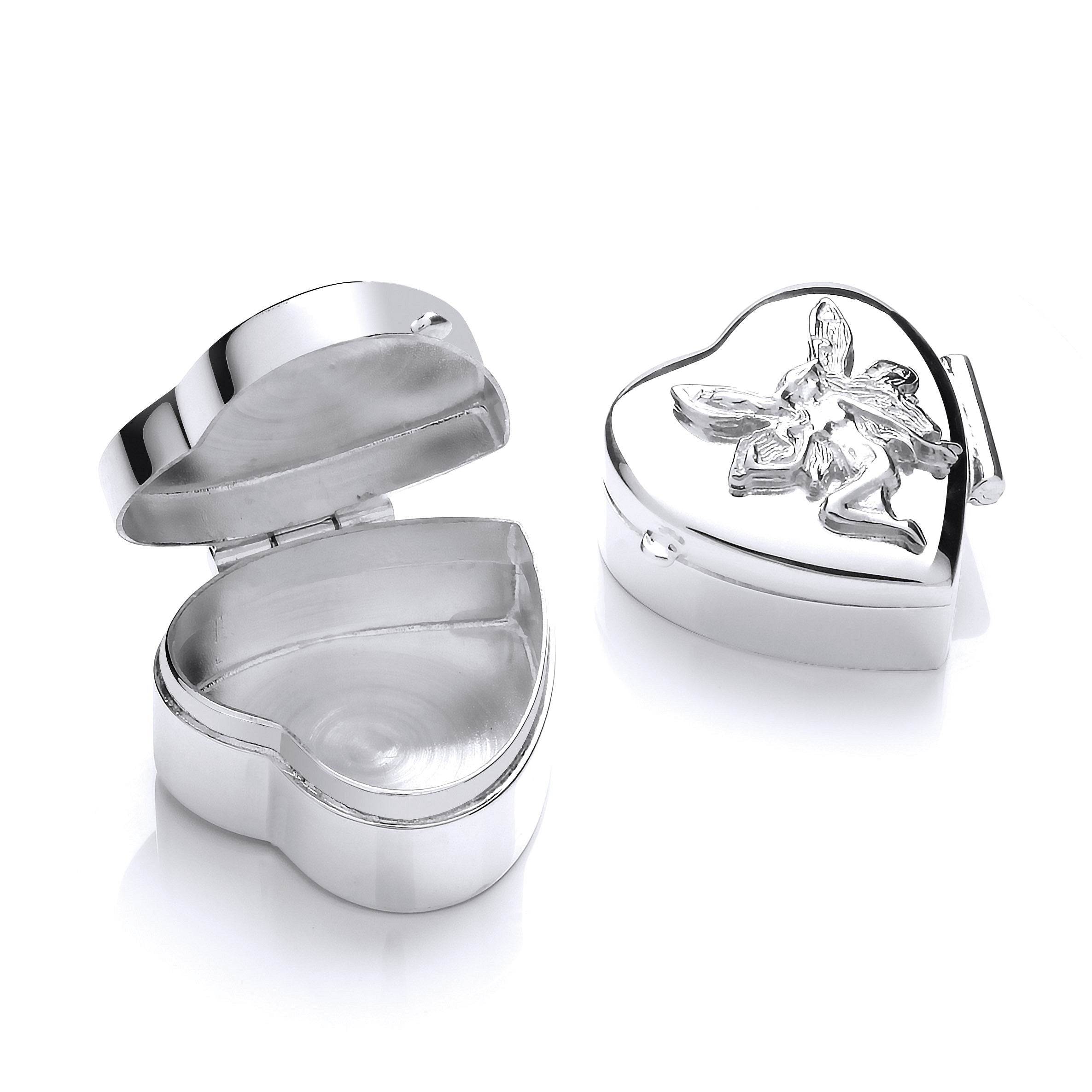 Silver Angel Trinket (Pill) Heart Box - Silver