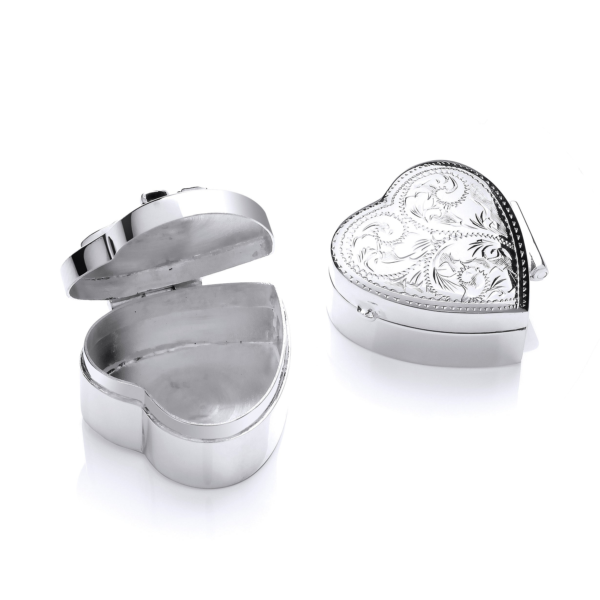 Silver Trinket (Pill) Heart Design Box - Silver