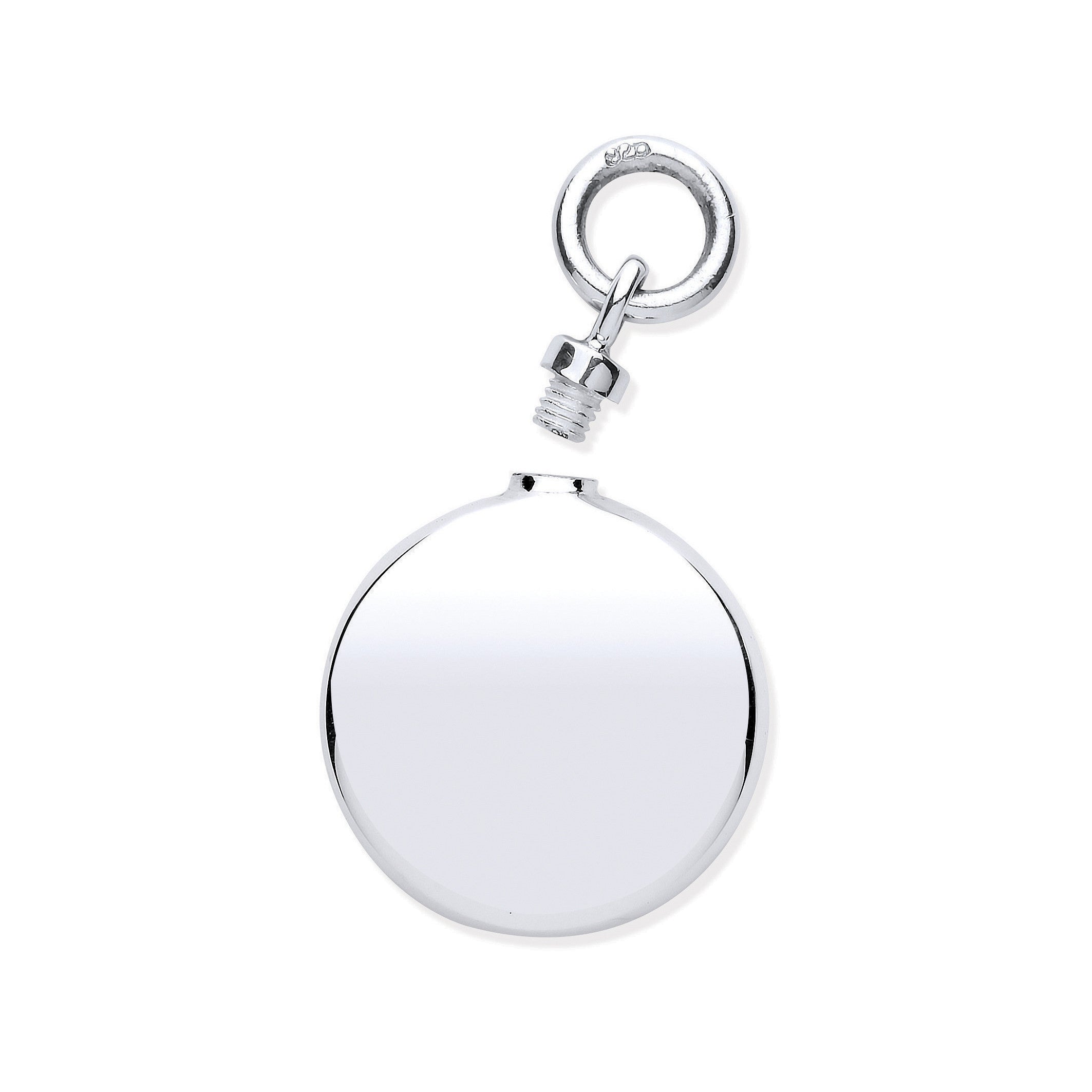 Silver Perfume/Ashes Round Holder Pendant - Silver