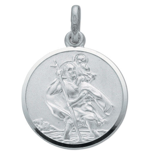 Silver Double Sided St Christopher Pendant - Silver