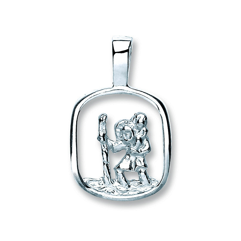 Silver Cut Out St Christopher Pendant - Silver