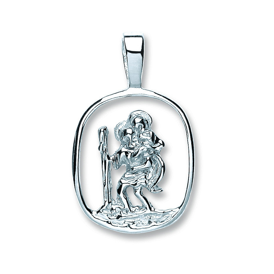 Silver Cut Out St Christopher Pendant - Silver