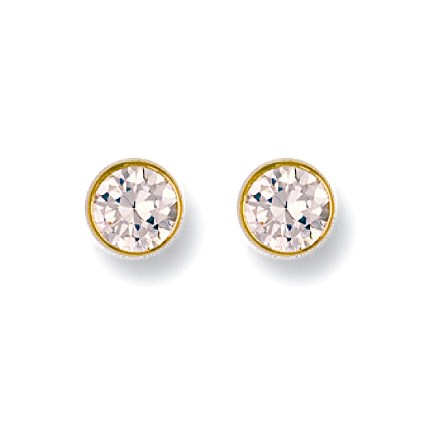 9ct Y/G 6mm Rubover Set Cz Studs