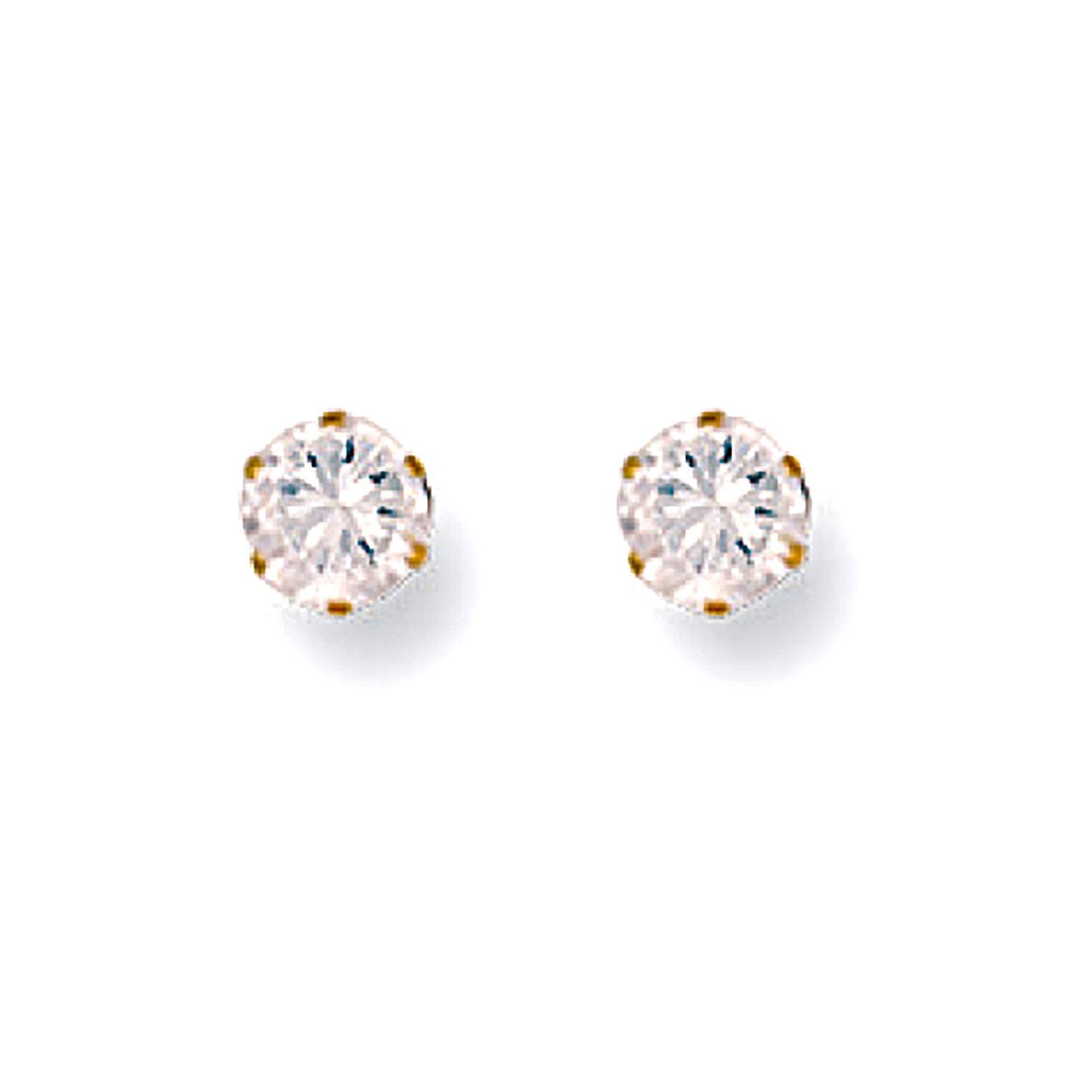 9ct Y/G 4mm Claw Set Cz Studs