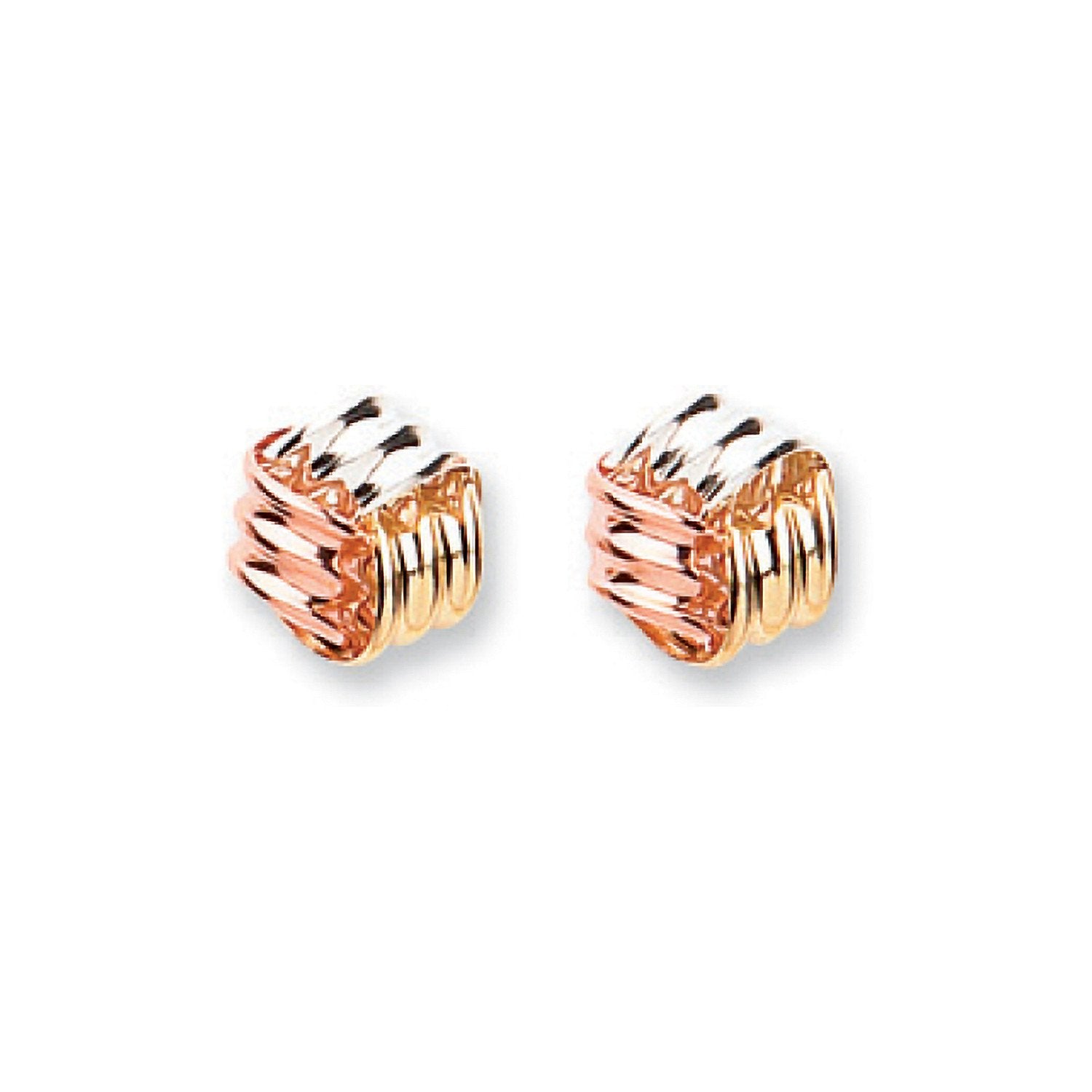 9ct Y W & R/G Fancy Knot Studs