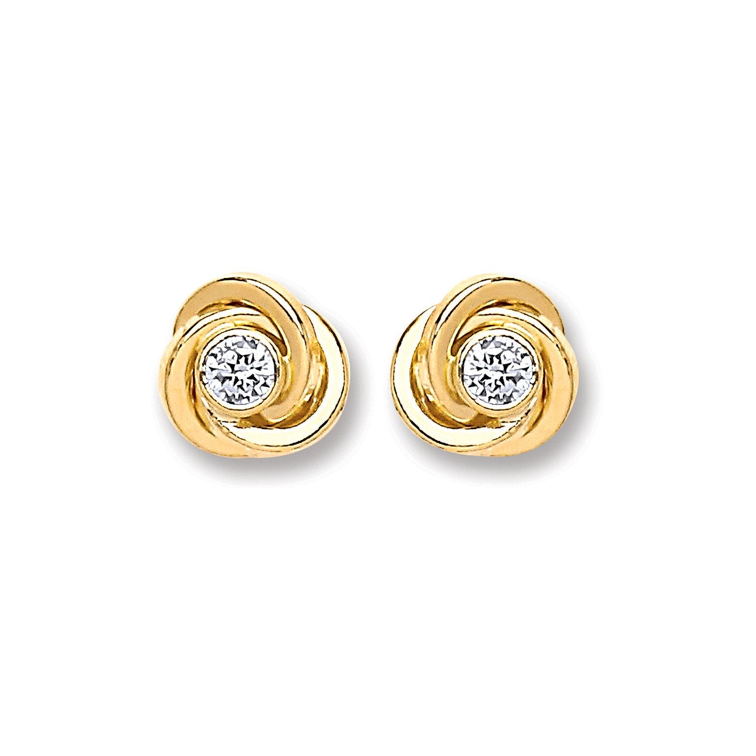 9ct Gold Cz Knot Studs
