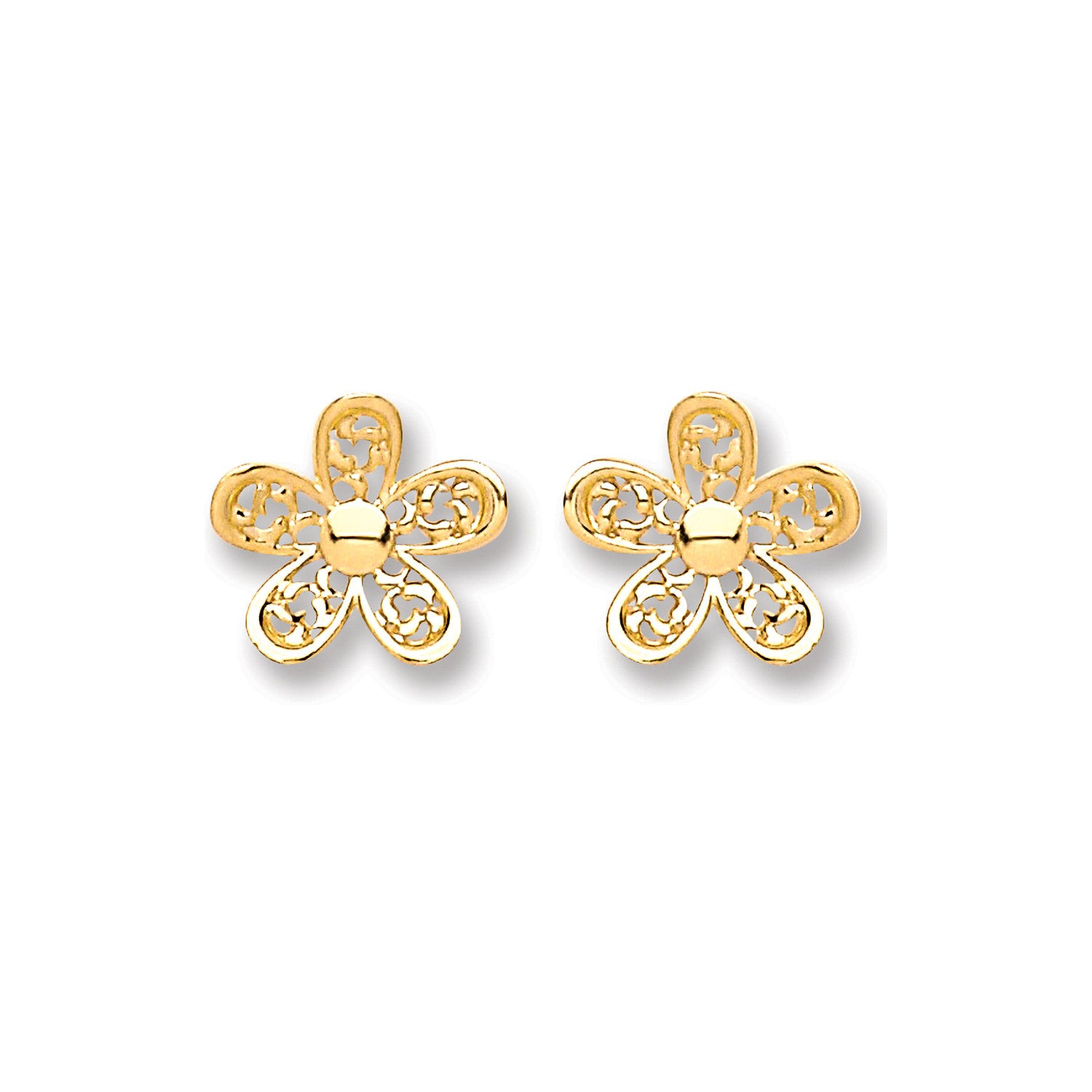 9ct Gold Flower Studs - 9ct Gold