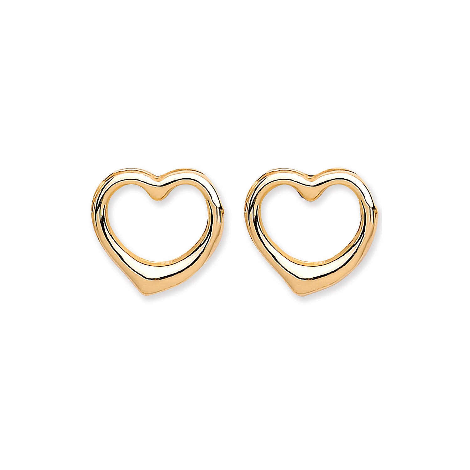 9ct Yellow Gold Open Heart Studs - 9ct Gold