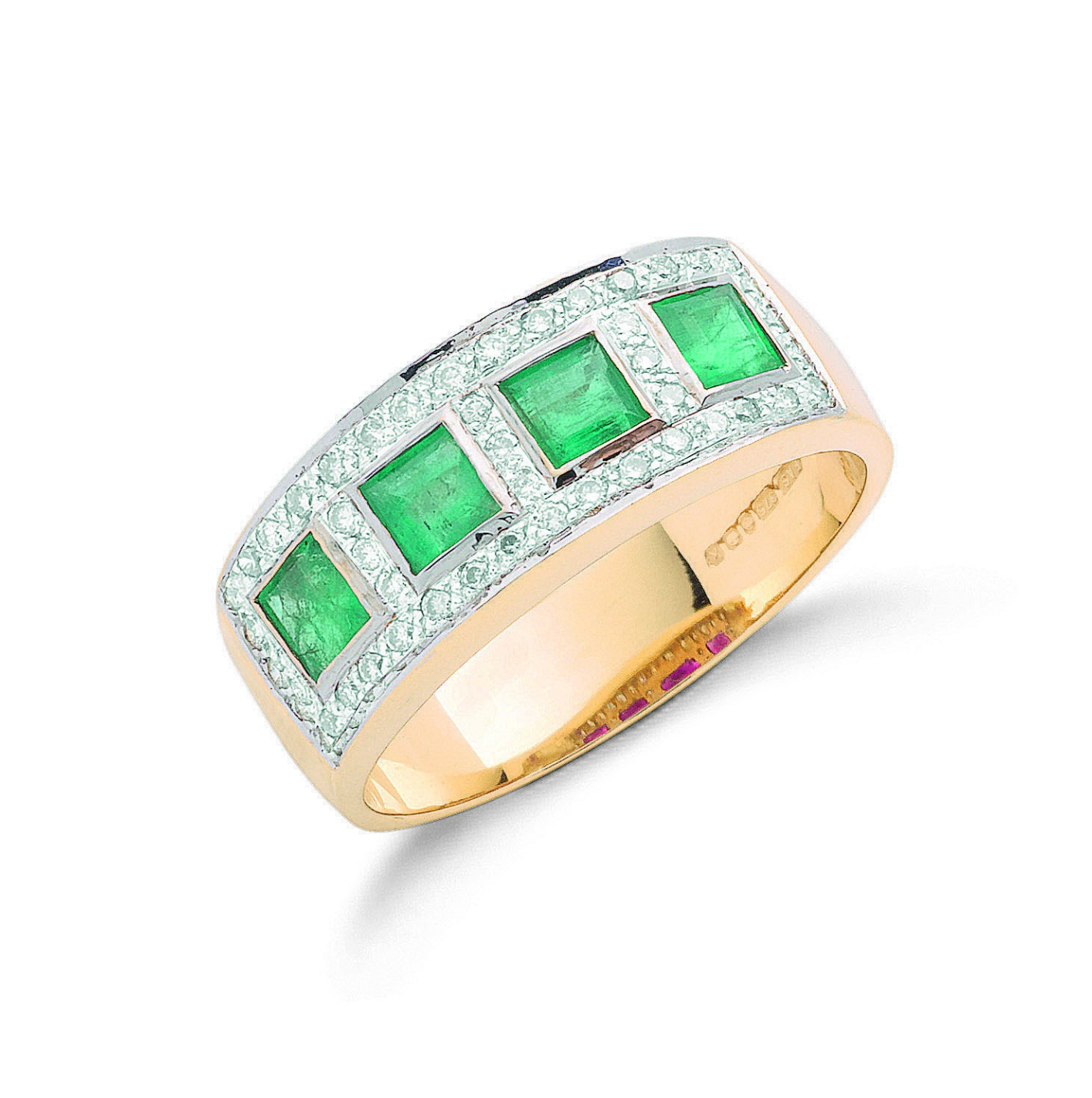 0.22ct Diamond & 0.80ct Emerald Eternity Ring 9K Yellow Gold