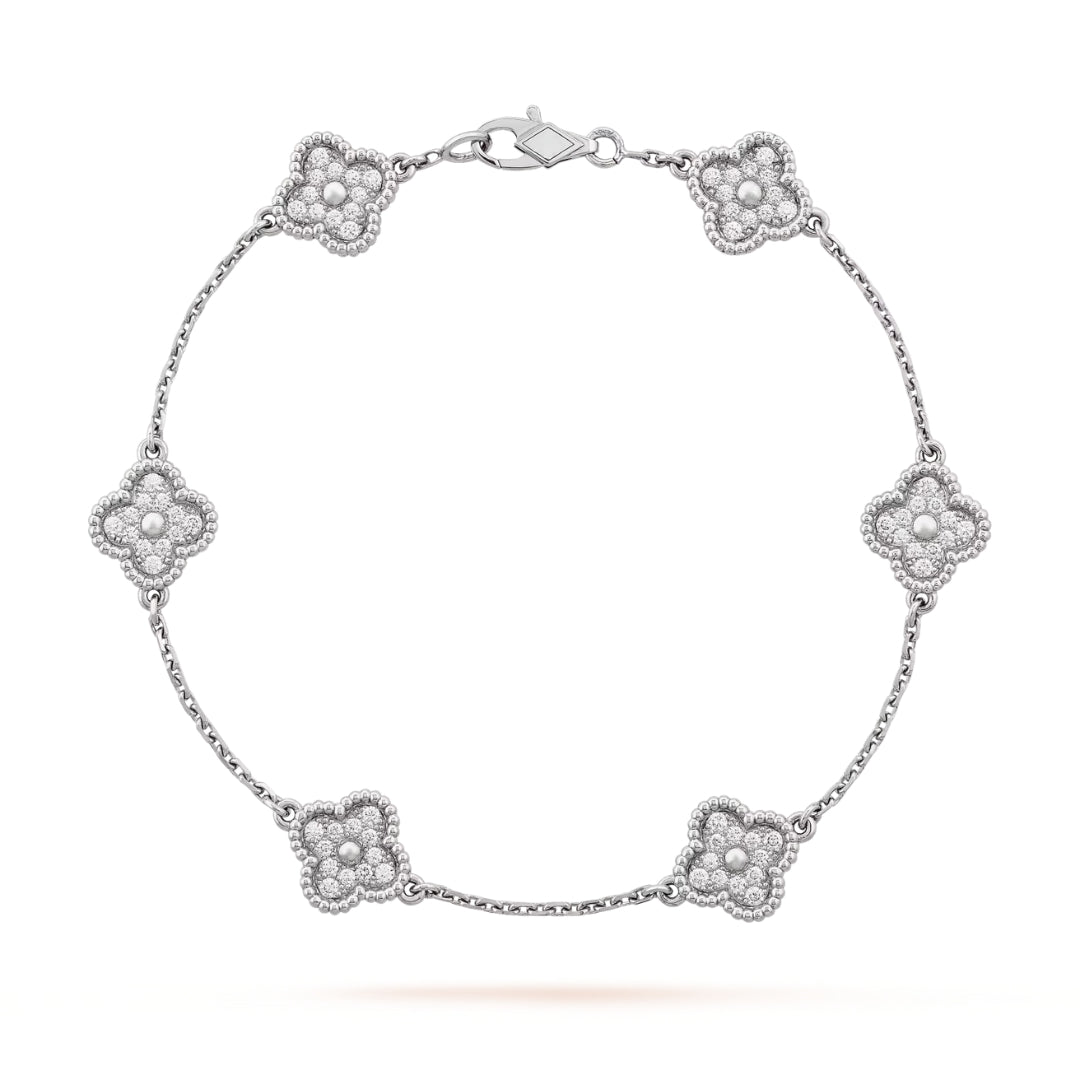 Van Cleef & Arpels Sweet Alhambra Bracelet 6 Motifs Diamonds 18K White Gold