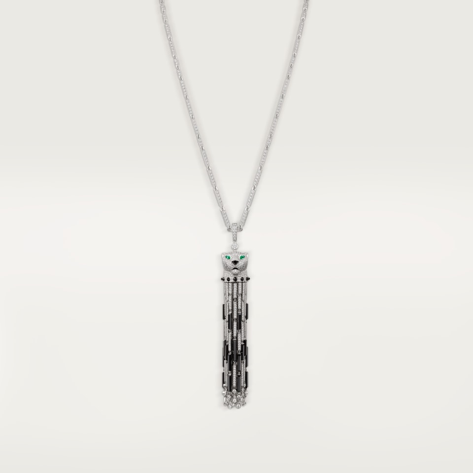 Cartier Panthère de Cartier Long Necklace White Gold Onyx Emerald Diamonds