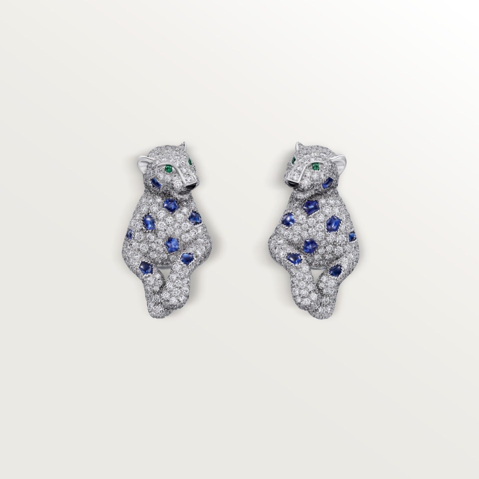Cartier Panthère De Cartier Earrings Sapphire Paved