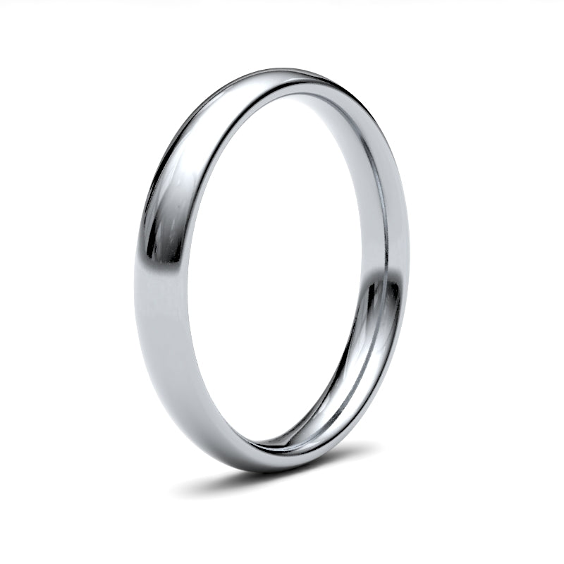 WCT18W3() | 18ct White Gold Standard Weight Court Profile Finish Wedding Ring