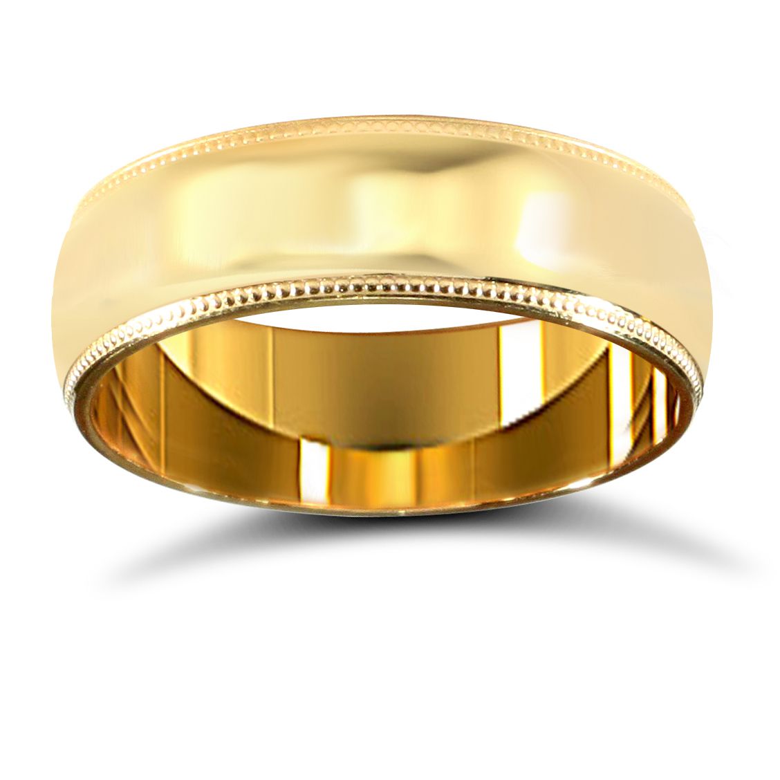 WCT22Y6-02() | 22ct Yellow Gold Standard Weight 6mm Court Profile Mill Grain Wedding Ring
