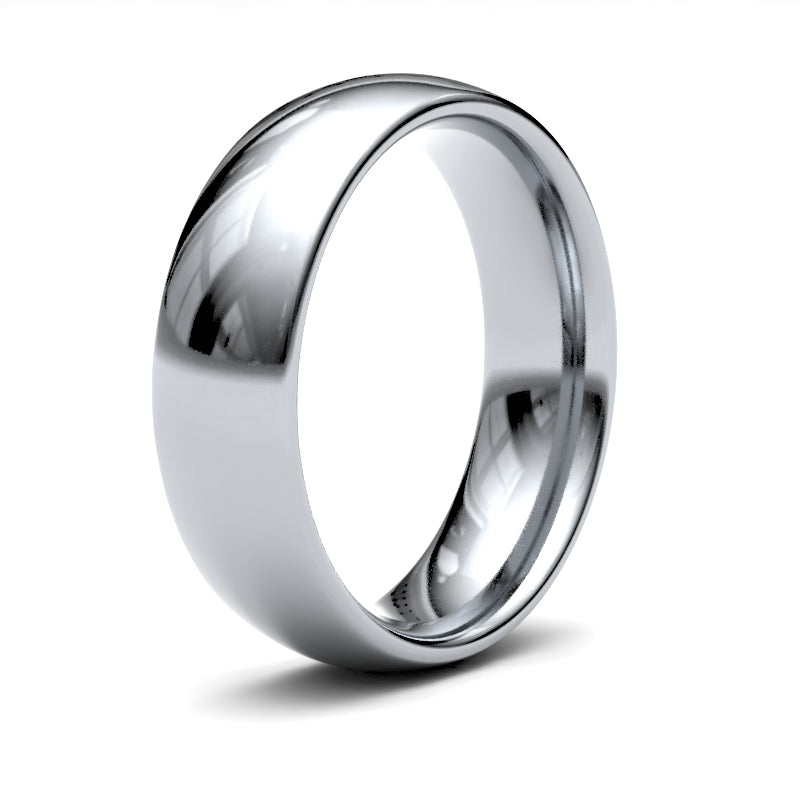 WCT9W6() | 9ct White Gold Standard Weight Court Profile Finish Wedding Ring