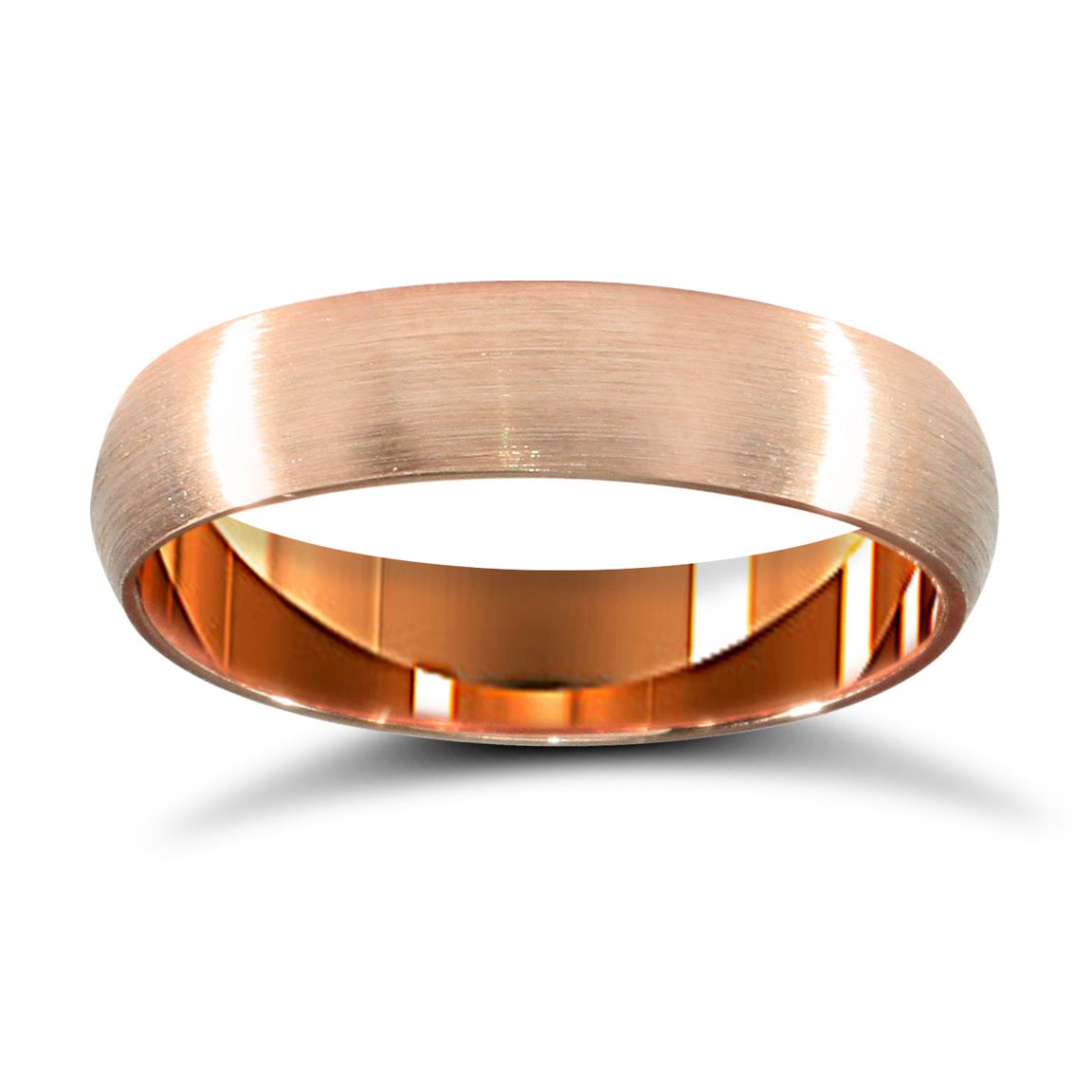 WPDS9R4-01(R+) | 9ct Rose Gold Premium Weight D-Shape Profile Satin Wedding Ring