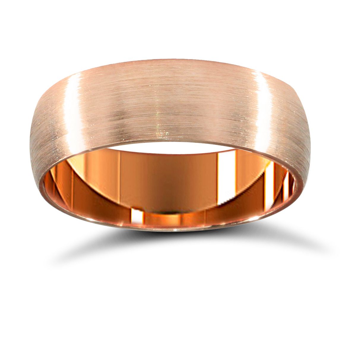 9ct Rose Gold Premium Weight D-Shape Profile Satin Wedding Ring