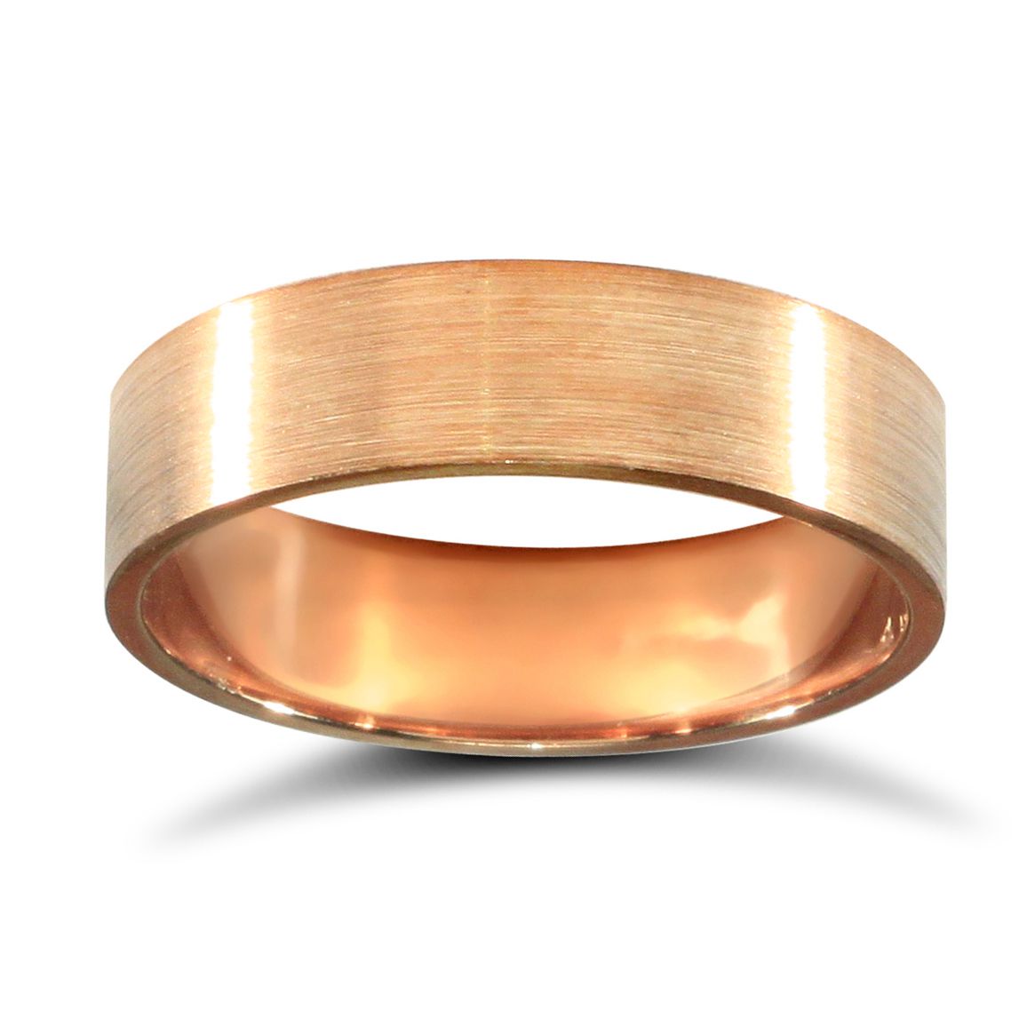 WPFC9R5-01(R+) | 9ct Rose Gold Premium Weight Flat Court Profile Satin Wedding Ring