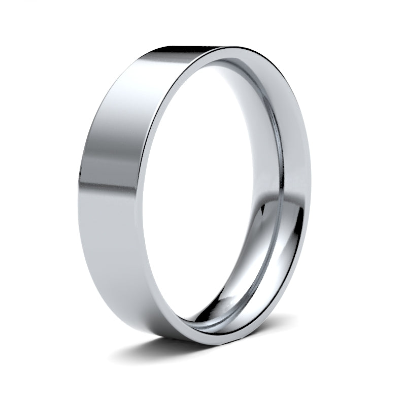 WFC9W5() | 9ct White Gold Standard Weight Flat Court Profile Finish Wedding Ring