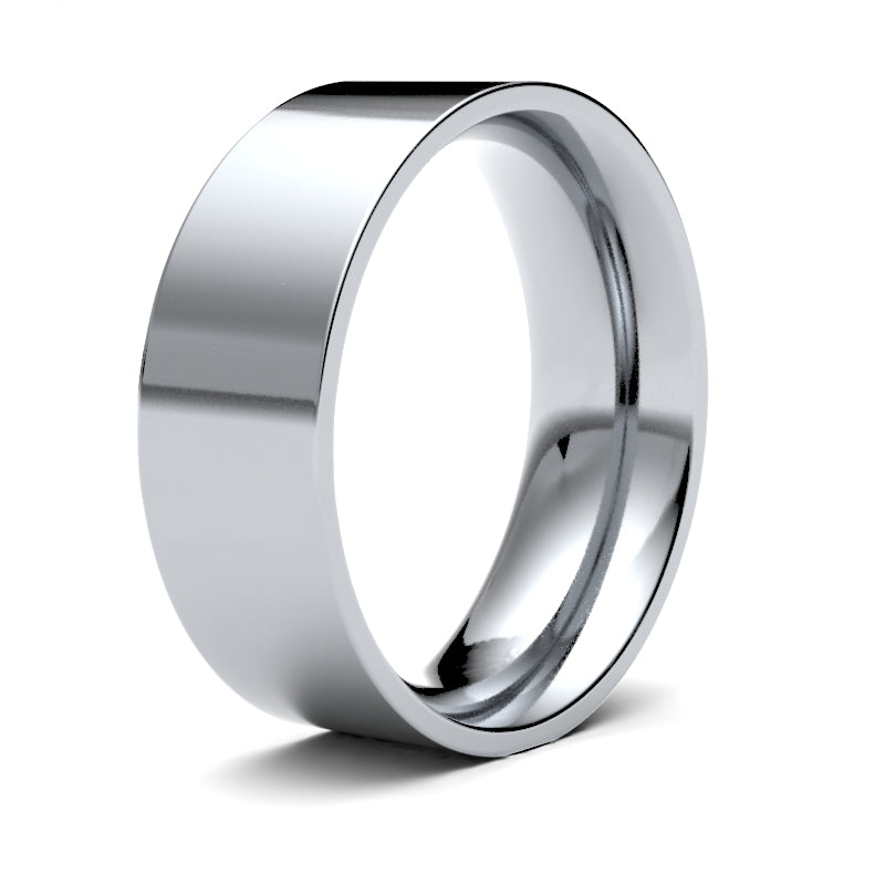Platinum Standard Weight Flat Court Profile Mirror Finish Wedding Ring
