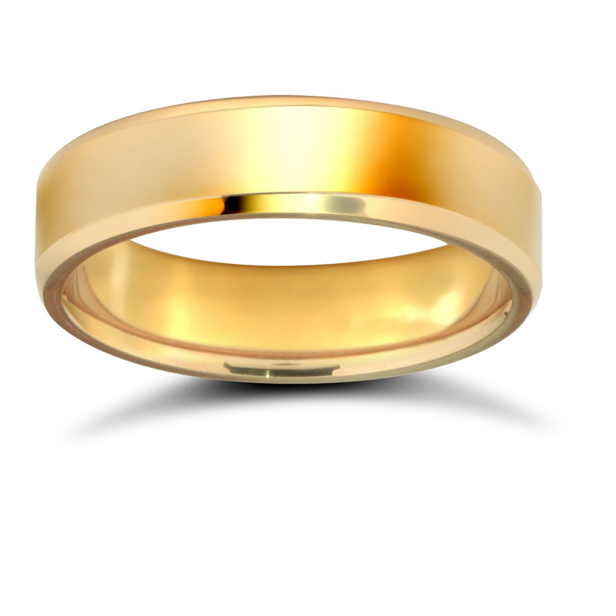 9ct Yellow Gold Standard Weight Flat Profile Bevelled Edge Wedding Ring