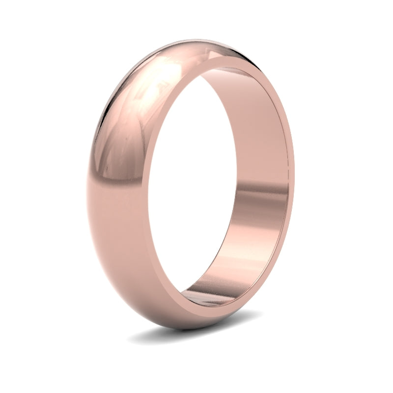 WPDS9R5() | 9ct Rose Gold Premium Weight D-Shape Profile Finish Wedding Ring